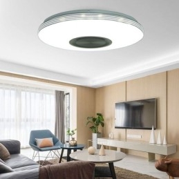 Luminária de teto embutida, lâmpada decorativa, controle remoto por aplicativo, bluetooth, música, alto-falante, lâmpada