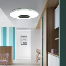 Luminária de teto embutida, lâmpada decorativa, controle remoto por aplicativo, bluetooth, música, alto-falante, lâmpada