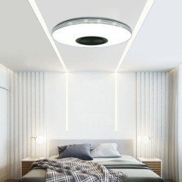 Luminária de teto embutida, lâmpada decorativa, controle remoto por aplicativo, bluetooth, música, alto-falante, lâmpada