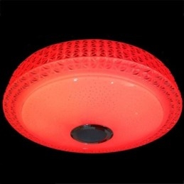 Luminária de teto decorativa com controle remoto por aplicativo Bluetooth, alto-falante musical, montagem embutida