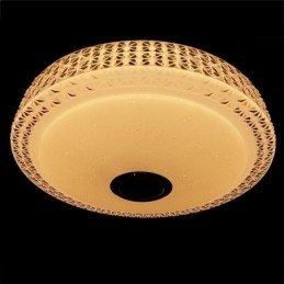 Luminária de teto decorativa com controle remoto por aplicativo Bluetooth, alto-falante musical, montagem embutida