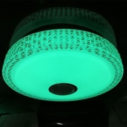 Luminária de teto decorativa com controle remoto por aplicativo Bluetooth, alto-falante musical, montagem embutida
