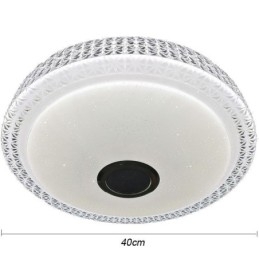 Luminária de teto decorativa com controle remoto por aplicativo Bluetooth, alto-falante musical, montagem embutida