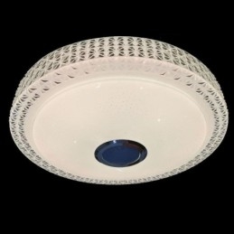 Luminária de teto decorativa com controle remoto por aplicativo Bluetooth, alto-falante musical, montagem embutida
