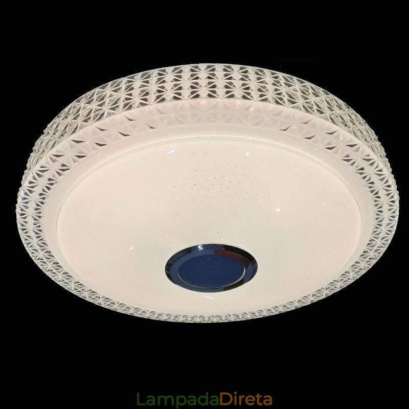 Luminária de teto decorativa com controle remoto por aplicativo Bluetooth, alto-falante musical, montagem embutida