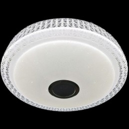Luminária de teto decorativa com controle remoto por aplicativo Bluetooth, alto-falante musical, montagem embutida
