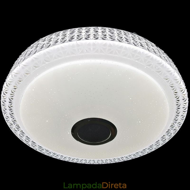 Luminária de teto decorativa com controle remoto por aplicativo Bluetooth, alto-falante musical, montagem embutida