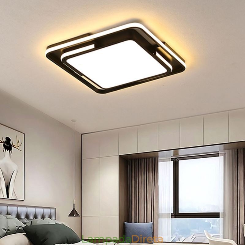 Luminária de teto quadrada de acrílico simples e moderna embutida