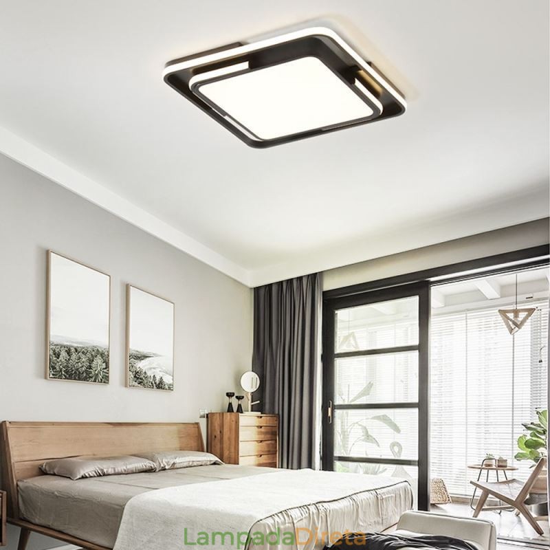 Luminária de teto quadrada de acrílico simples e moderna embutida