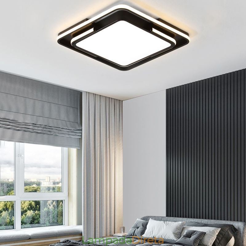 Luminária de teto quadrada de acrílico simples e moderna embutida