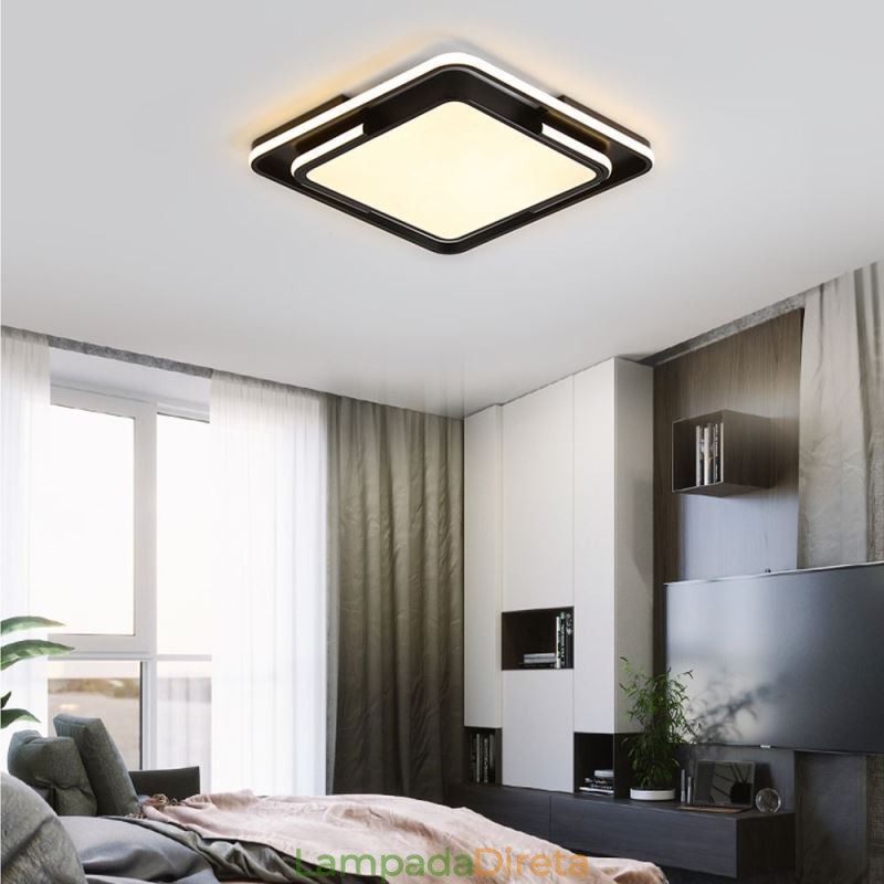 Luminária de teto quadrada de acrílico simples e moderna embutida