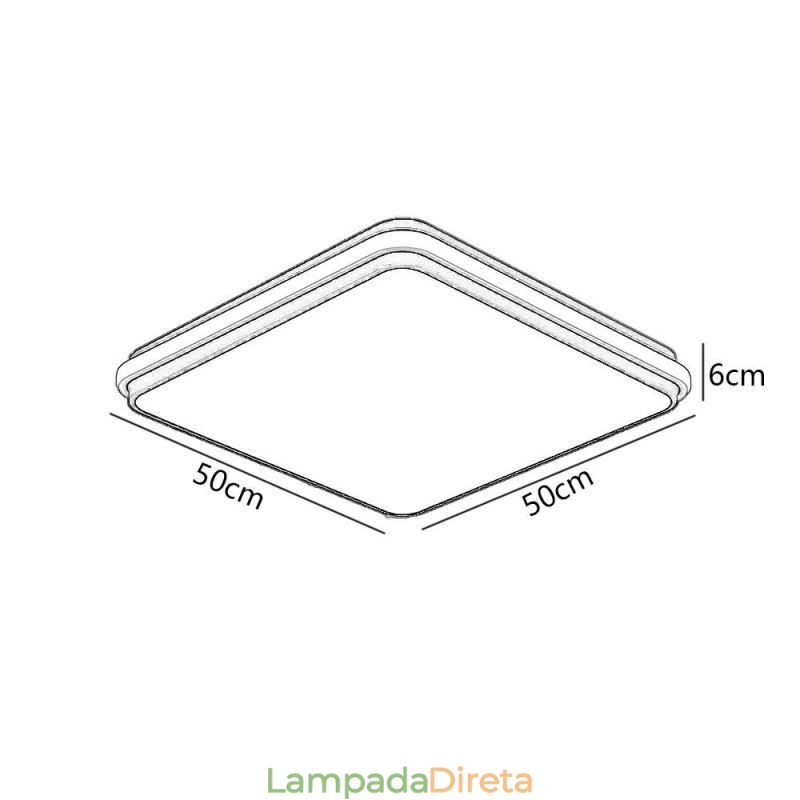 Luminária de teto quadrada minimalista embutida, iluminação acrílica moderna