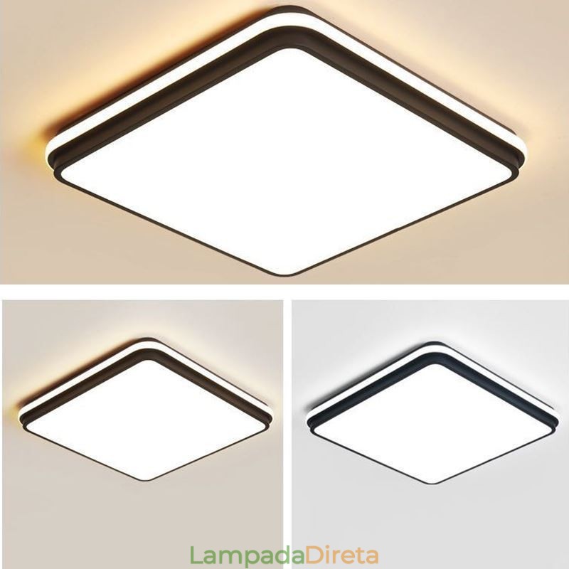 Luminária de teto quadrada minimalista embutida, iluminação acrílica moderna
