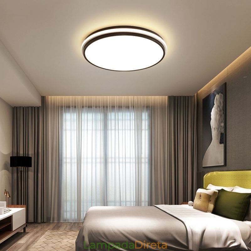 Luminária de teto circular minimalista embutida, iluminação acrílica moderna