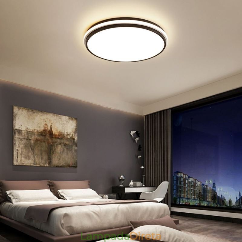 Luminária de teto circular minimalista embutida, iluminação acrílica moderna