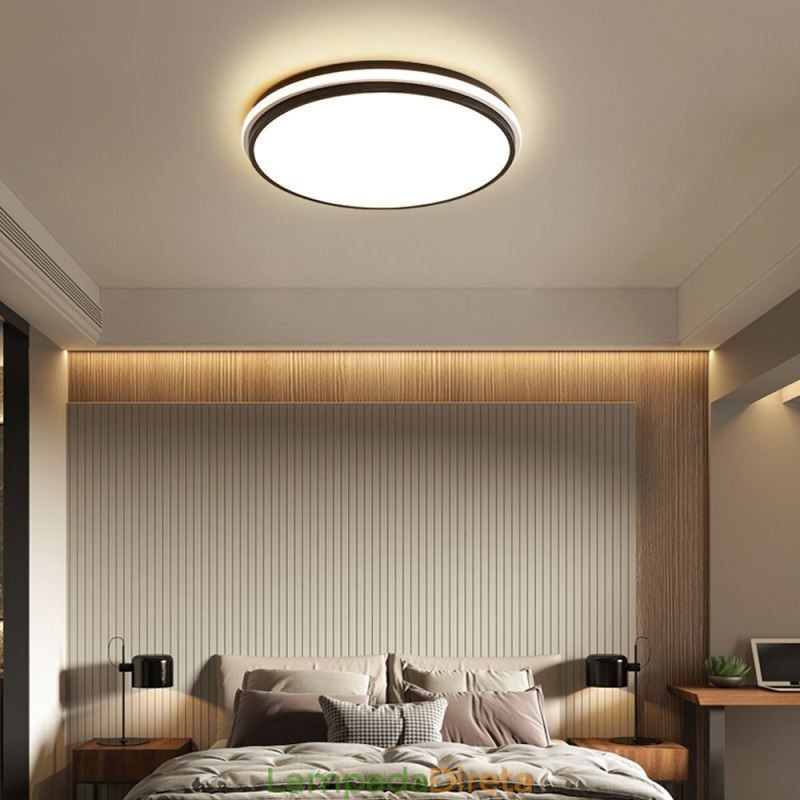 Luminária de teto circular minimalista embutida, iluminação acrílica moderna