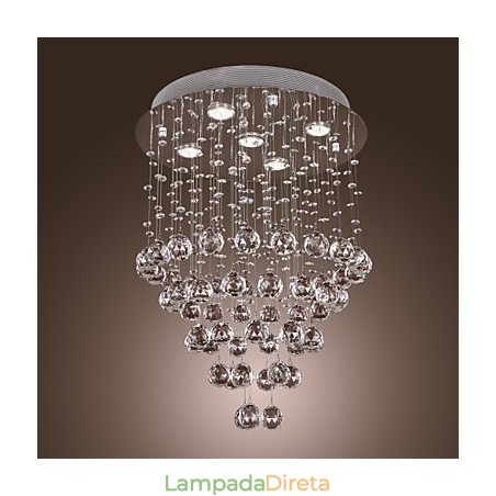 Lustre de Cristal com 5 luzes Design (Cristal K9) Lustre de Cristal com 5 luzes Design (Cristal K9)