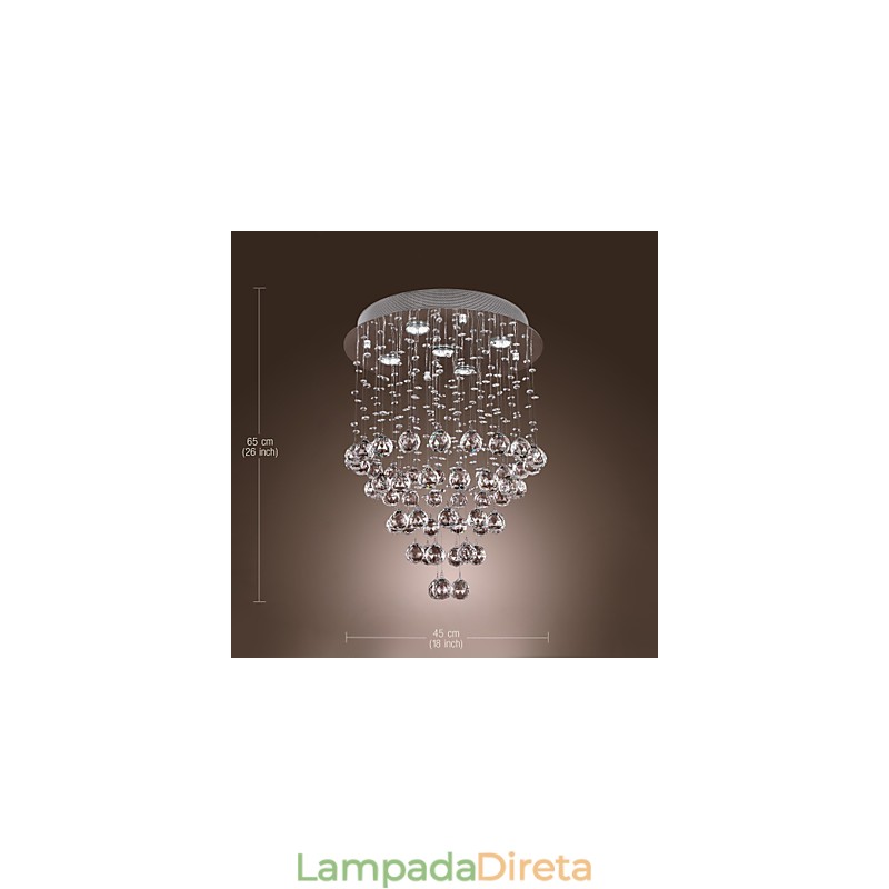Lustre de Cristal com 5 luzes Design (Cristal K9)