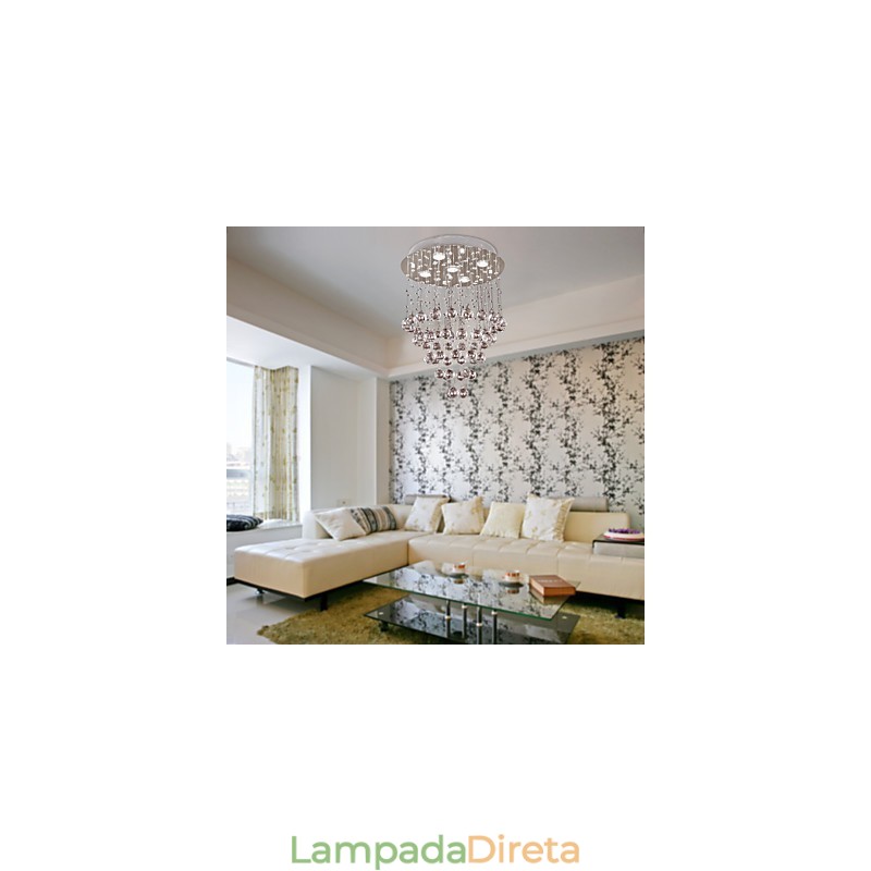 Lustre de Cristal com 5 luzes Design (Cristal K9)