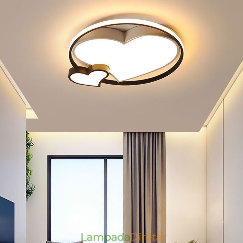 Luminária de teto embutida Double Hearts Iluminação decorativa