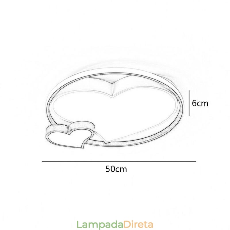 Luminária de teto embutida Double Hearts Iluminação decorativa