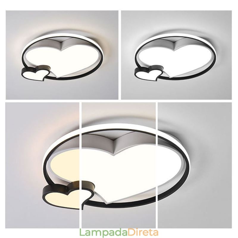 Luminária de teto embutida Double Hearts Iluminação decorativa