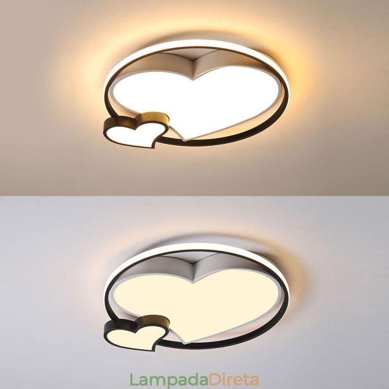 Luminária de teto embutida Double Hearts Iluminação decorativa