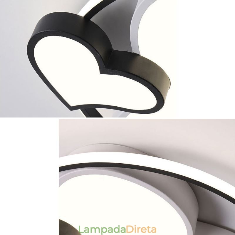Luminária de teto embutida Double Hearts Iluminação decorativa