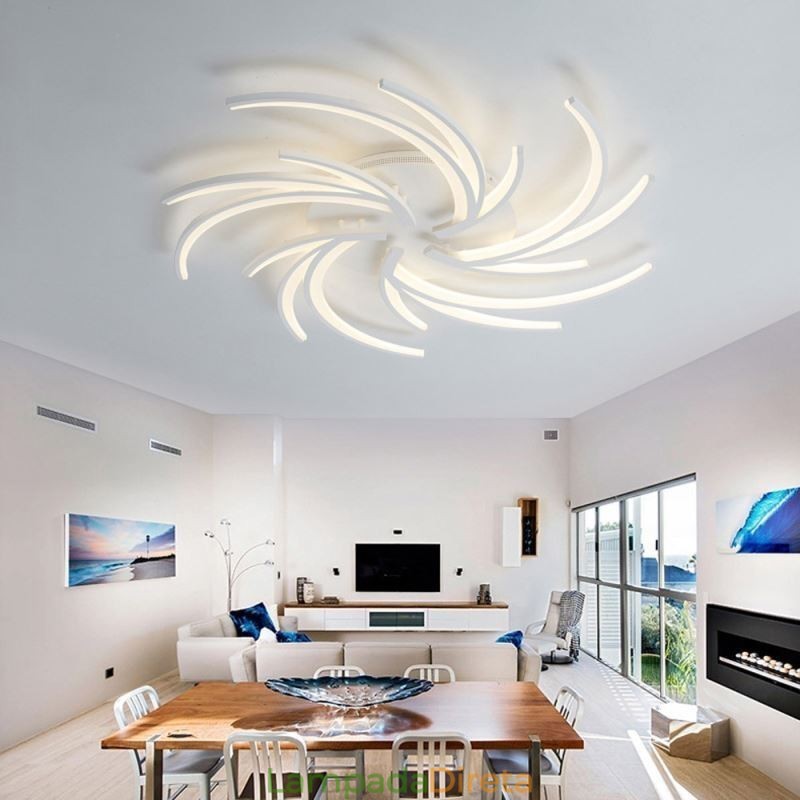 Luminária de teto linear irregular embutida Iluminação moderna