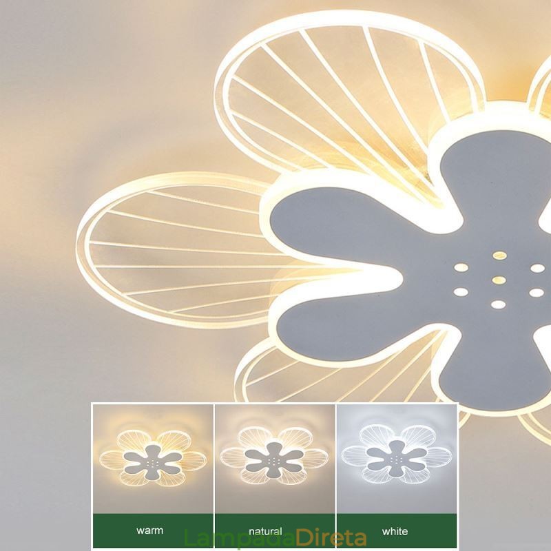 Luminária de teto decorativa moderna com flor bonita e montagem embutida