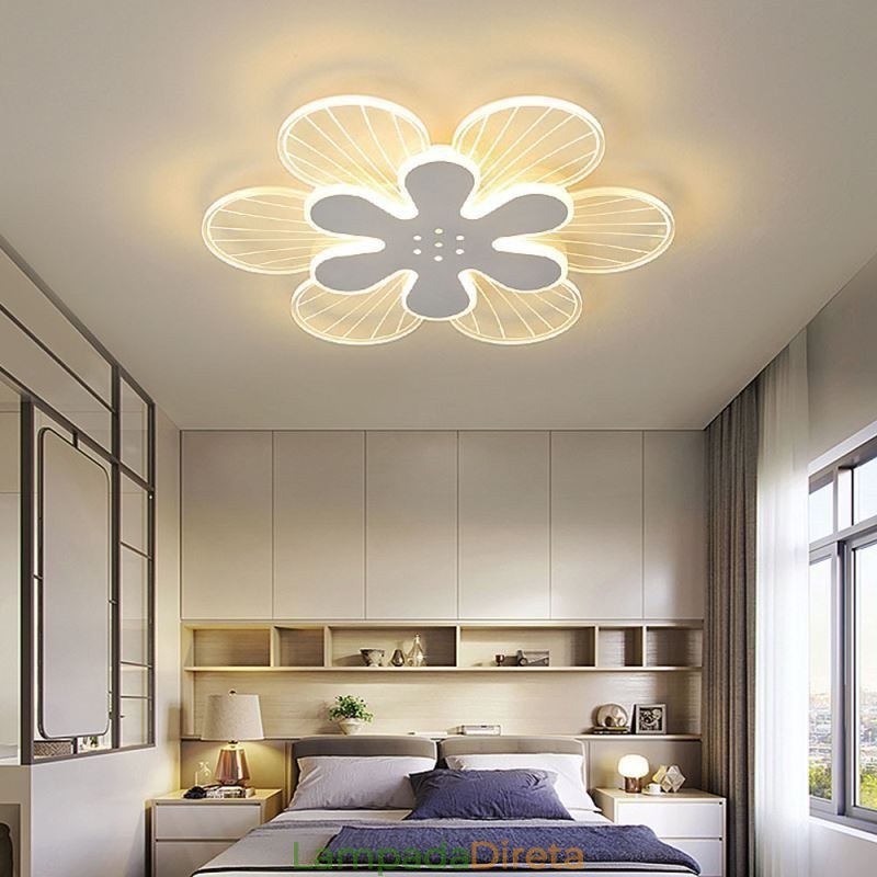 Luminária de teto decorativa moderna com flor bonita e montagem embutida