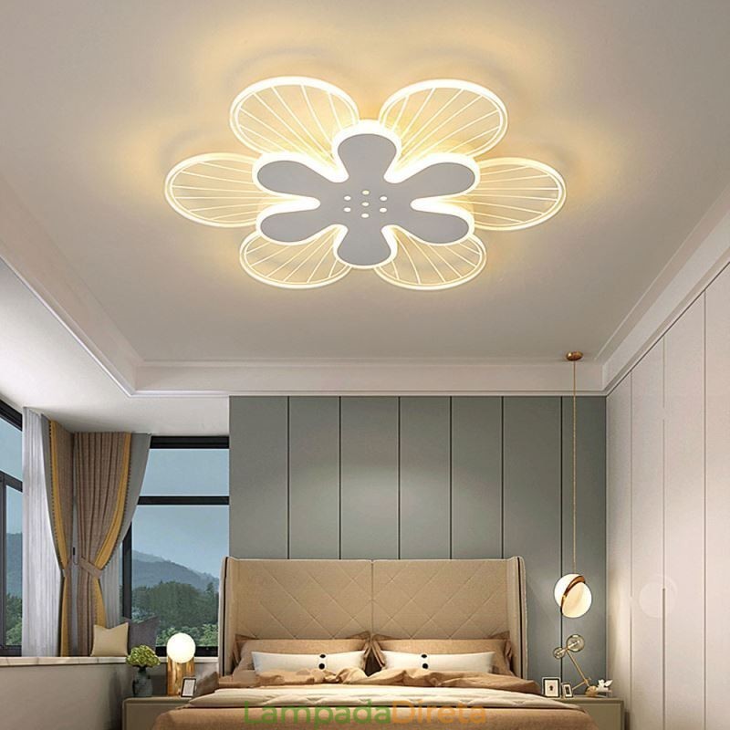 Luminária de teto decorativa moderna com flor bonita e montagem embutida