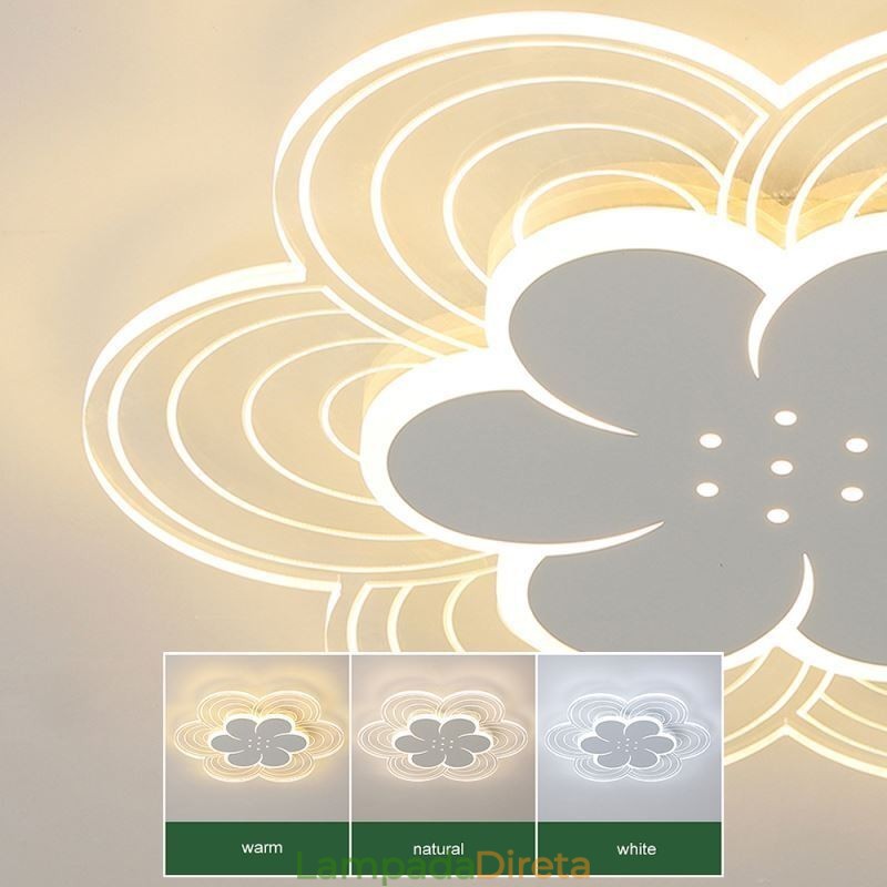 Linda luminária de teto embutida em formato de pétala, luz acrílica minimalista
