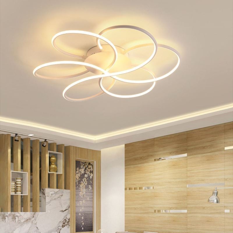 Luminária de teto linear embutida com design moderno de flores