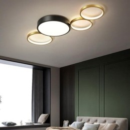 4 anéis de montagem embutida luz de teto exclusivo preto + ouro abajur iluminação