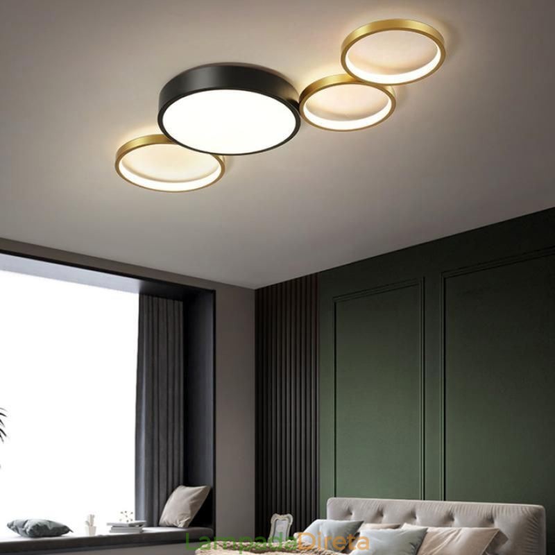 4 anéis de montagem embutida luz de teto exclusivo preto + ouro abajur iluminação