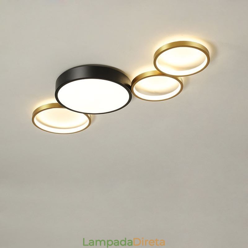4 anéis de montagem embutida luz de teto exclusivo preto + ouro abajur iluminação