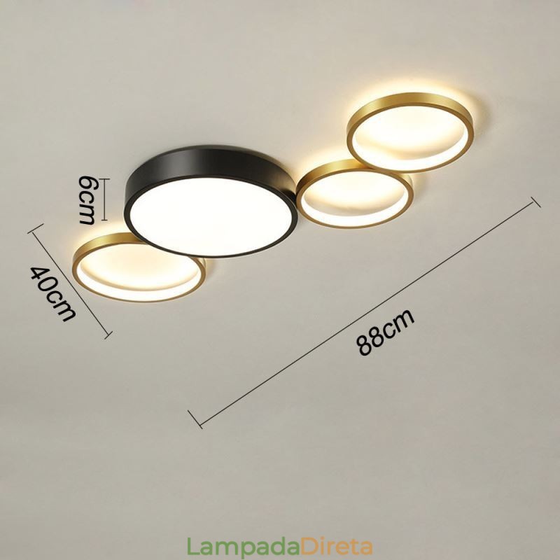 4 anéis de montagem embutida luz de teto exclusivo preto + ouro abajur iluminação