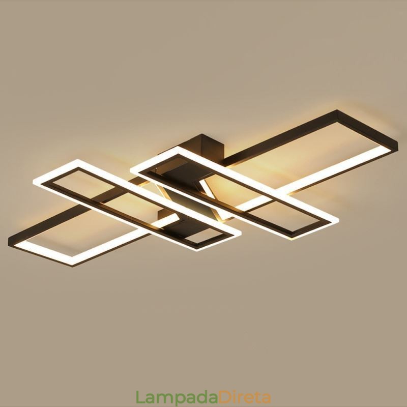 Luminária de teto embutida de 4 luzes, luminária decorativa geométrica linear moderna
