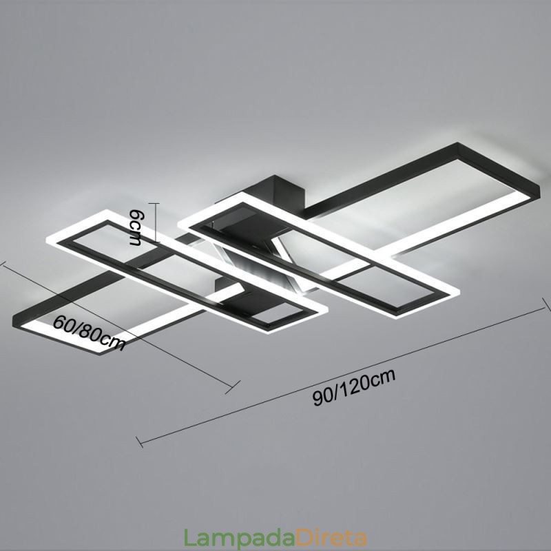 Luminária de teto embutida de 4 luzes, luminária decorativa geométrica linear moderna