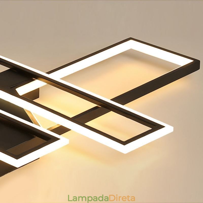 Luminária de teto embutida de 4 luzes, luminária decorativa geométrica linear moderna