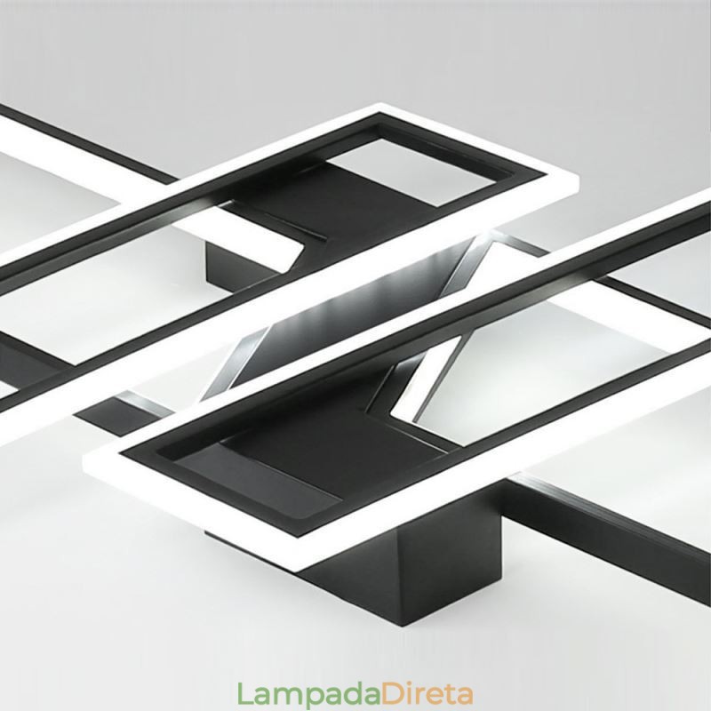 Luminária de teto embutida de 4 luzes, luminária decorativa geométrica linear moderna