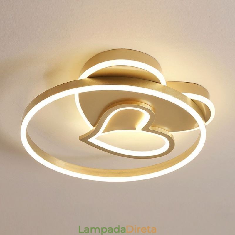 Luminária de teto moderna em acrílico com dupla camada em formato de coração e montagem embutida