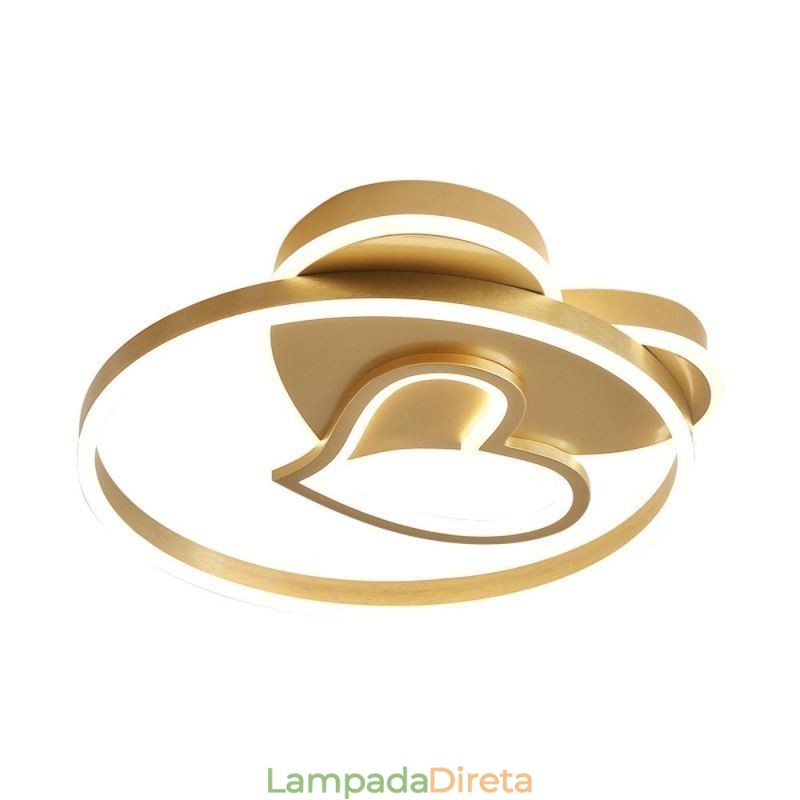 Luminária de teto moderna em acrílico com dupla camada em formato de coração e montagem embutida