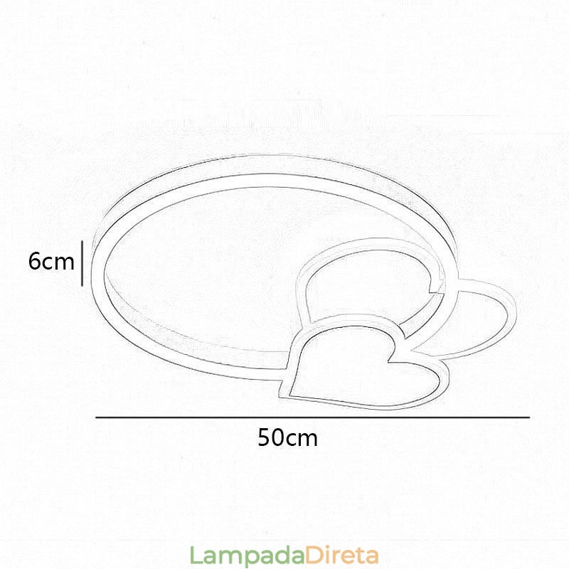 Luminária de teto moderna de acrílico embutida dourada com dois corações