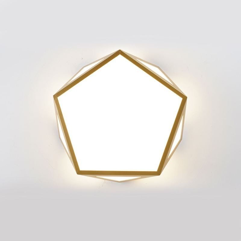 Luminária de teto acrílica geométrica dourada embutida
