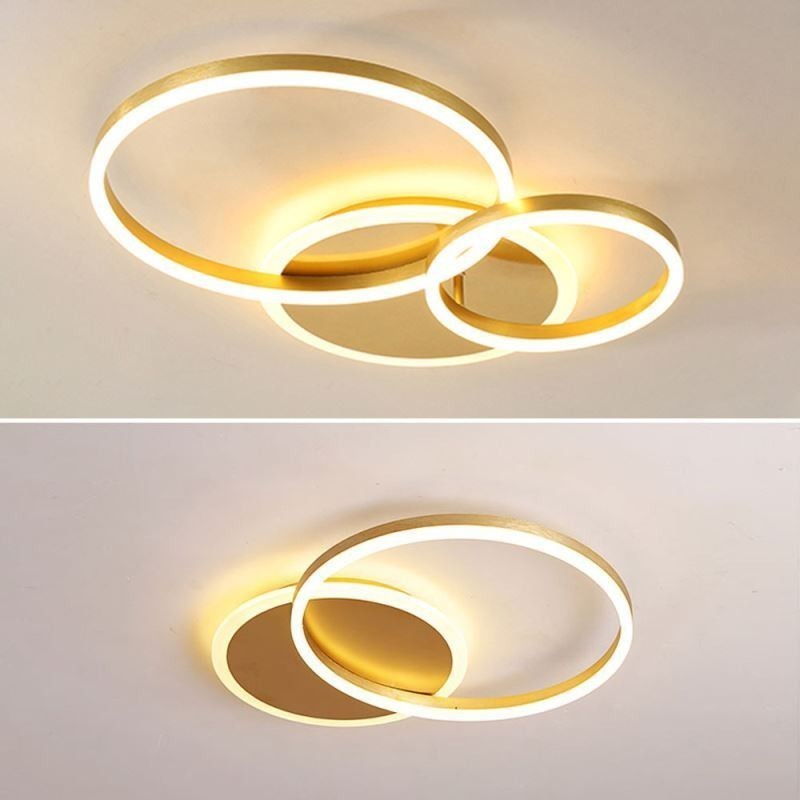 Luminária de teto redonda dourada moderna embutida