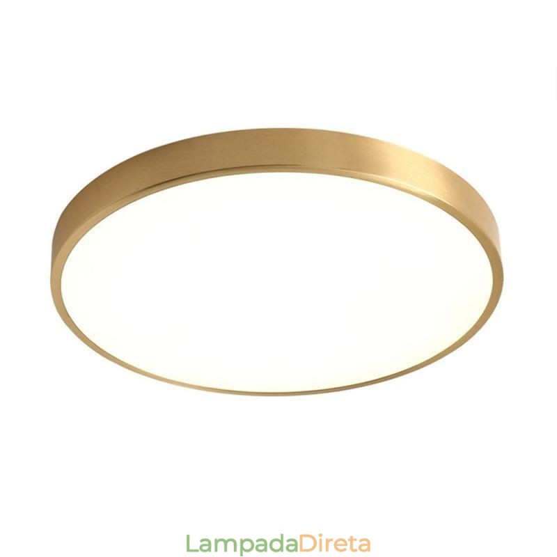 Luminária de teto redonda embutida moderna em acrílico dourado