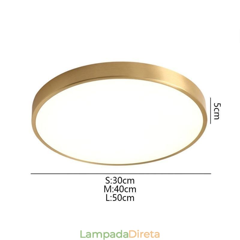 Luminária de teto redonda embutida moderna em acrílico dourado