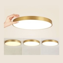 Luminária de teto redonda embutida moderna em acrílico dourado